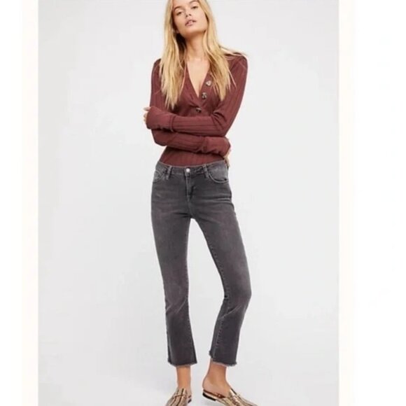 Free People High-Rise Raw Hem Straight Jeans - Picture 1 of 7